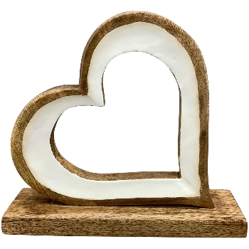 Herz Dost, weiß, Holz, 26x6x26 cm