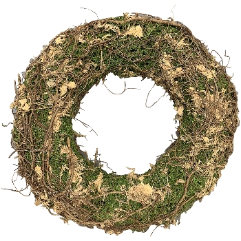 Kranz Willow, natur/grün, Moos/Äste, 35x35x8 cm