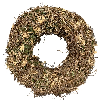 Kranz Willow, natur/grün, Moos/Äste, 40x40x9 cm