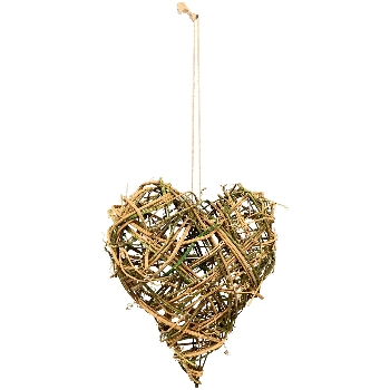 HerzHänger Willow, natur/grün, Rattan, 12x2x15 cm