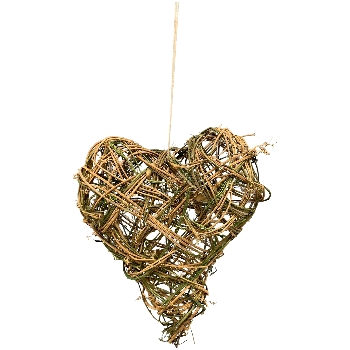 HerzHänger Willow, natur/grün, Rattan, 25x6x30 cm