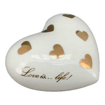 Herz Ivory, weiß/gold, Porzellan, 10,8x5,7x9,4 cm