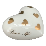 Herz Ivory, weiß/gold, Porzellan, 10,8x5,7x9,4 cm