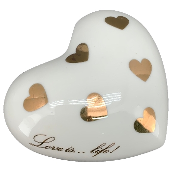 Herz Ivory, weiß/gold, Porzellan, 10,8x5,7x9,4 cm