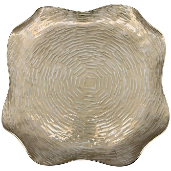 Tablett Aurum, creme/gold, Metall, 29x29x4 cm