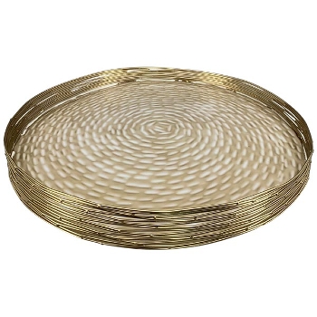 Tablett Aurum, creme/gold, Metall, 30x30x5 cm