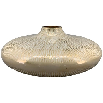 Vase Aurum, creme/gold, Metall, 20x20x8,5 cm