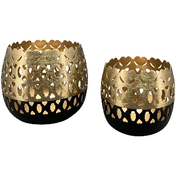 WindLicht Aurum, gold/schwarz, Metall, 10x10x10 cm