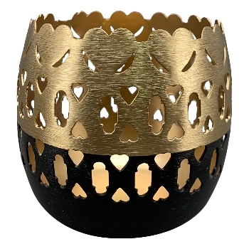 WindLicht Aurum, gold/schwarz, Metall, 10x10x10 cm