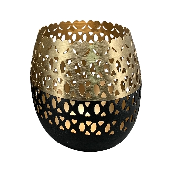 WindLicht Aurum, gold/schwarz, Metall, 15,5x15,5x16 cm