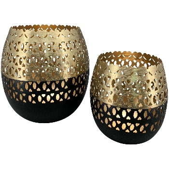 WindLicht Aurum, gold/schwarz, Metall, 20x20x21 cm