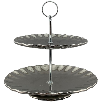 Etagere ArgenT, silber, Keramik, 25,5x25,5x26 cm