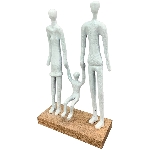 Familie Artisanal, matt weiß, Alu/Holz, 19x8x32 cm