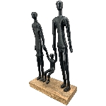 Familie Artisanal, schwarz, Alu/Holz, 19x8x32 cm