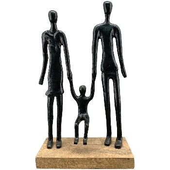 Familie Artisanal, schwarz, Alu/Holz, 19x8x32 cm