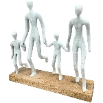 Familie Artisanal, matt weiß, Alu/Holz, 30x12x30 cm