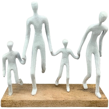 Familie Artisanal, matt weiß, Alu/Holz, 30x12x30 cm
