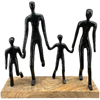 Familie Artisanal, schwarz, Alu/Holz, 30x12x30 cm