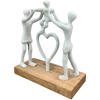 Familie Artisanal, matt weiß, Alu/Holz, 20x8x23 cm