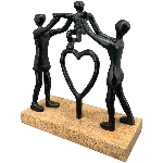 Familie Artisanal, schwarz, Alu/Holz, 20x8x23 cm