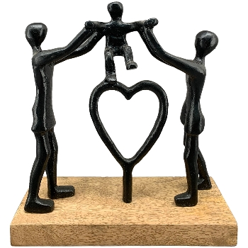Familie Artisanal, schwarz, Alu/Holz, 20x8x23 cm