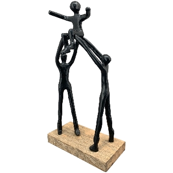 Familie Artisanal, schwarz, Alu/Holz, 18x8x30 cm