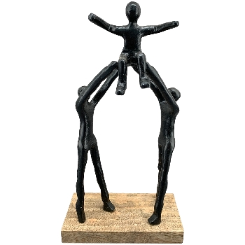 Familie Artisanal, schwarz, Alu/Holz, 18x8x30 cm