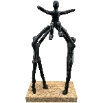 Familie Artisanal, schwarz, Alu/Holz, 18x8x30 cm
