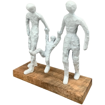 Familie Artisanal, matt weiß, Alu/Holz, 22x8x23 cm