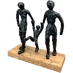 Familie Artisanal, schwarz, Alu/Holz, 22x8x23 cm