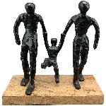 Familie Artisanal, schwarz, Alu/Holz, 22x8x23 cm
