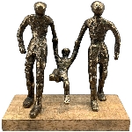 Familie Artisanal, kupfer, Alu/Holz, 22x8x23 cm