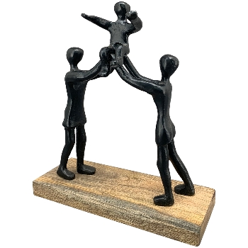Familie Artisanal, schwarz, Alu/Holz, 23x8x25 cm