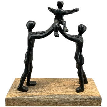 Familie Artisanal, schwarz, Alu/Holz, 23x8x25 cm