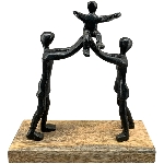 Familie Artisanal, schwarz, Alu/Holz, 23x8x25 cm