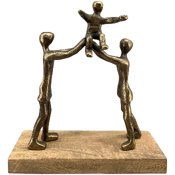 Familie Artisanal, kupfer, Alu/Holz, 23x8x25 cm