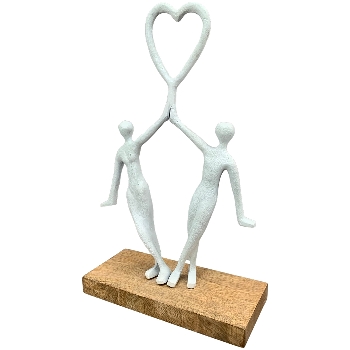 Paar Artisanal, matt weiß, Alu/Holz, 20x8x33 cm