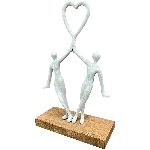Paar Artisanal, matt weiß, Alu/Holz, 20x8x33 cm