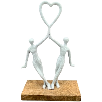 Paar Artisanal, matt weiß, Alu/Holz, 20x8x33 cm