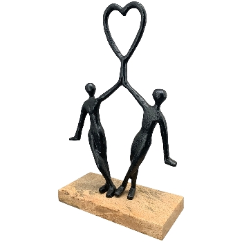 Paar Artisanal, schwarz, Alu/Holz, 20x8x33 cm