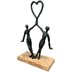 Paar Artisanal, schwarz, Alu/Holz, 20x8x33 cm