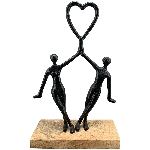 Paar Artisanal, schwarz, Alu/Holz, 20x8x33 cm