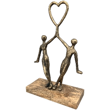 Paar Artisanal, kupfer, Alu/Holz, 20x8x33 cm