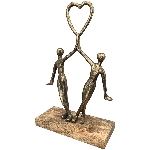 Paar Artisanal, kupfer, Alu/Holz, 20x8x33 cm