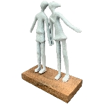 Paar Artisanal, matt weiß, Alu/Holz, 20x8x25 cm