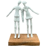 Paar Artisanal, matt weiß, Alu/Holz, 20x8x25 cm