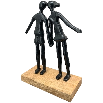 Paar Artisanal, schwarz, Alu/Holz, 20x8x25 cm
