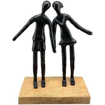 Paar Artisanal, schwarz, Alu/Holz, 20x8x25 cm