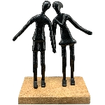 Paar Artisanal, schwarz, Alu/Holz, 20x8x25 cm