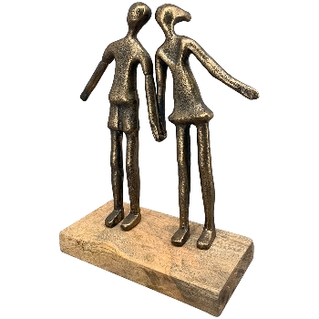 Paar Artisanal, kupfer, Alu/Holz, 20x8x25 cm